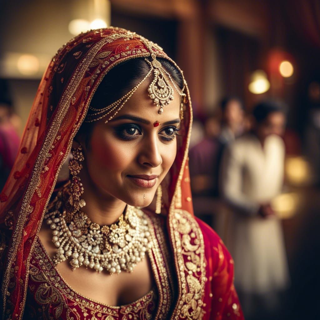 Indian Bride in Ethnic Wear: Hyperrealistic Wedding Portrait