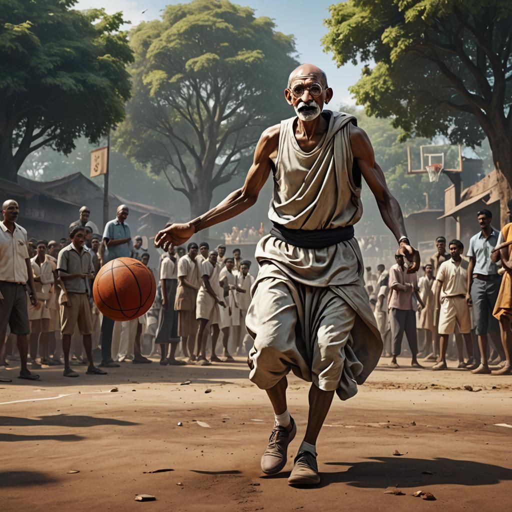 Mahatma Gandhi: Basketball Pro in Matte Painting