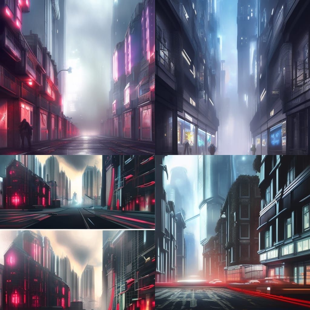 Futuristic Cyberpunk London Street in 2180