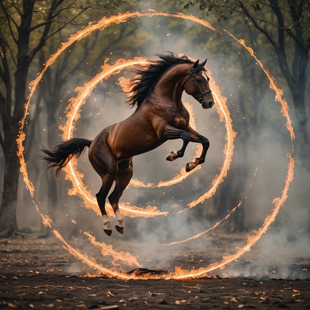 Dancing Horse Encircled in Flames: Professional Photography