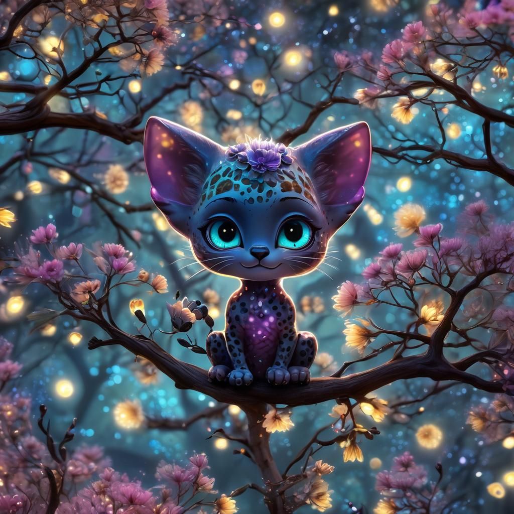 Chibi Cheetah Portrait with Expressive Eyes