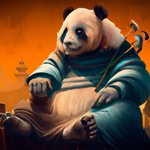 Panda Monk Intricate Digital Art Concept