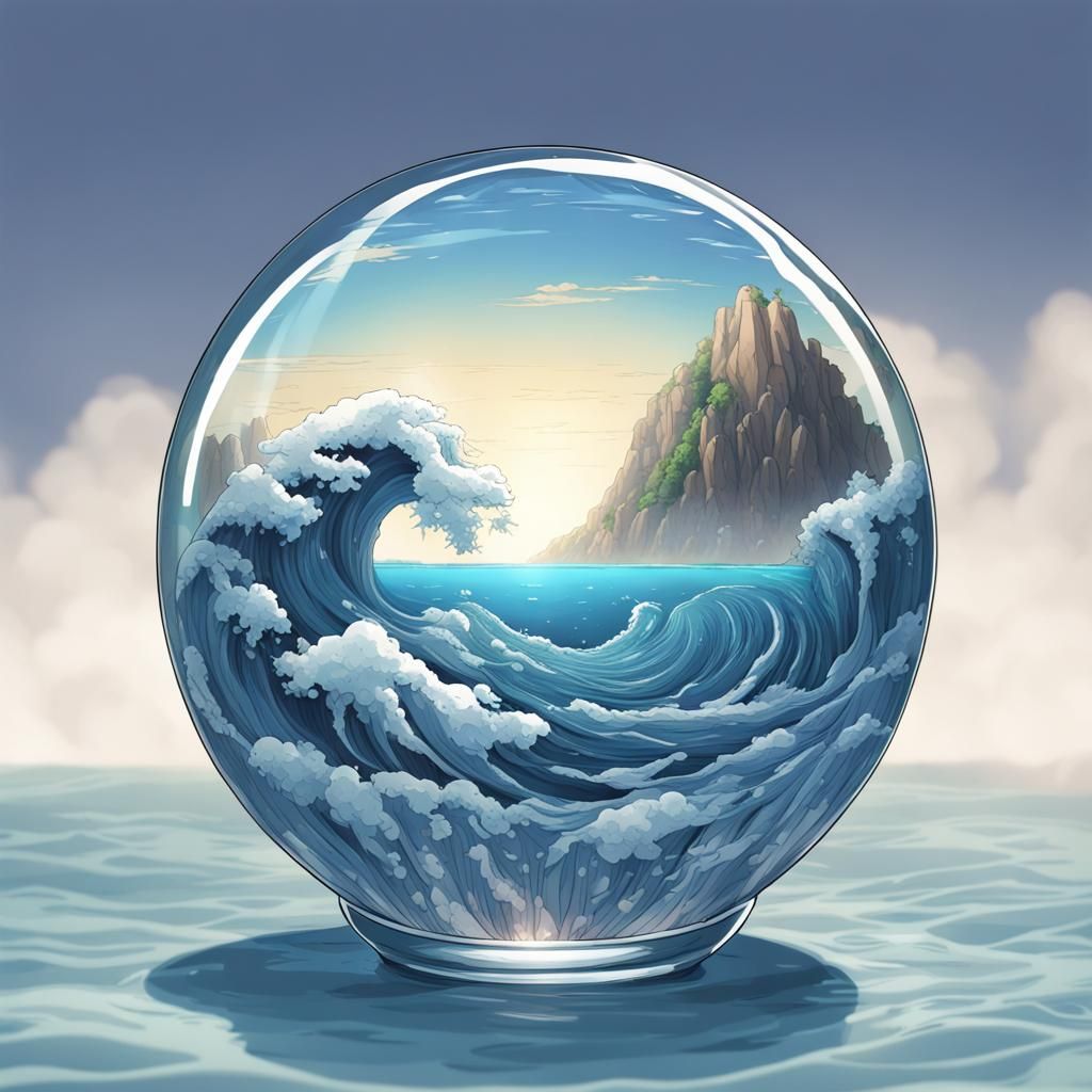Anime Ocean Trapped Inside Glass Ball