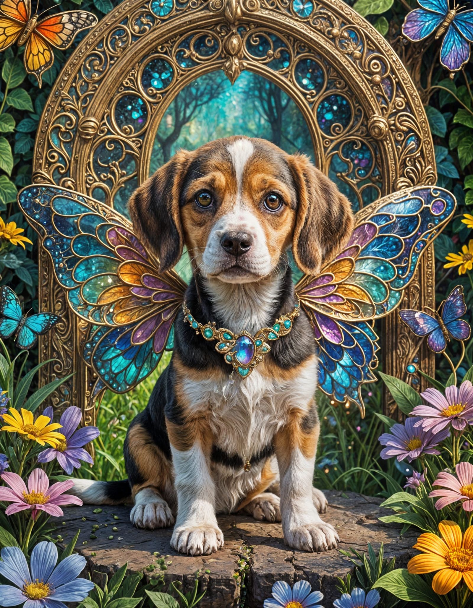 Cute Beagle Puppy with Fairy Wings
