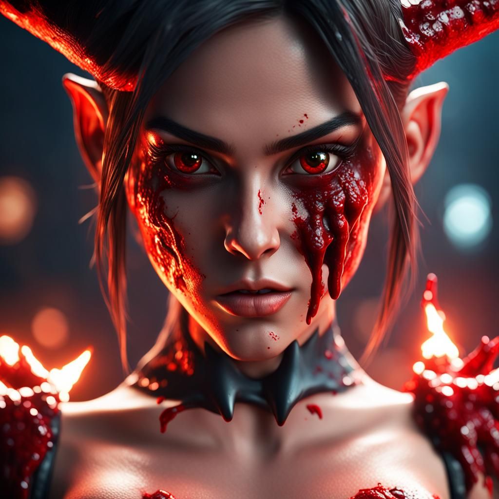 Cinematic 3D Devil Girl with Dynamic Lighting