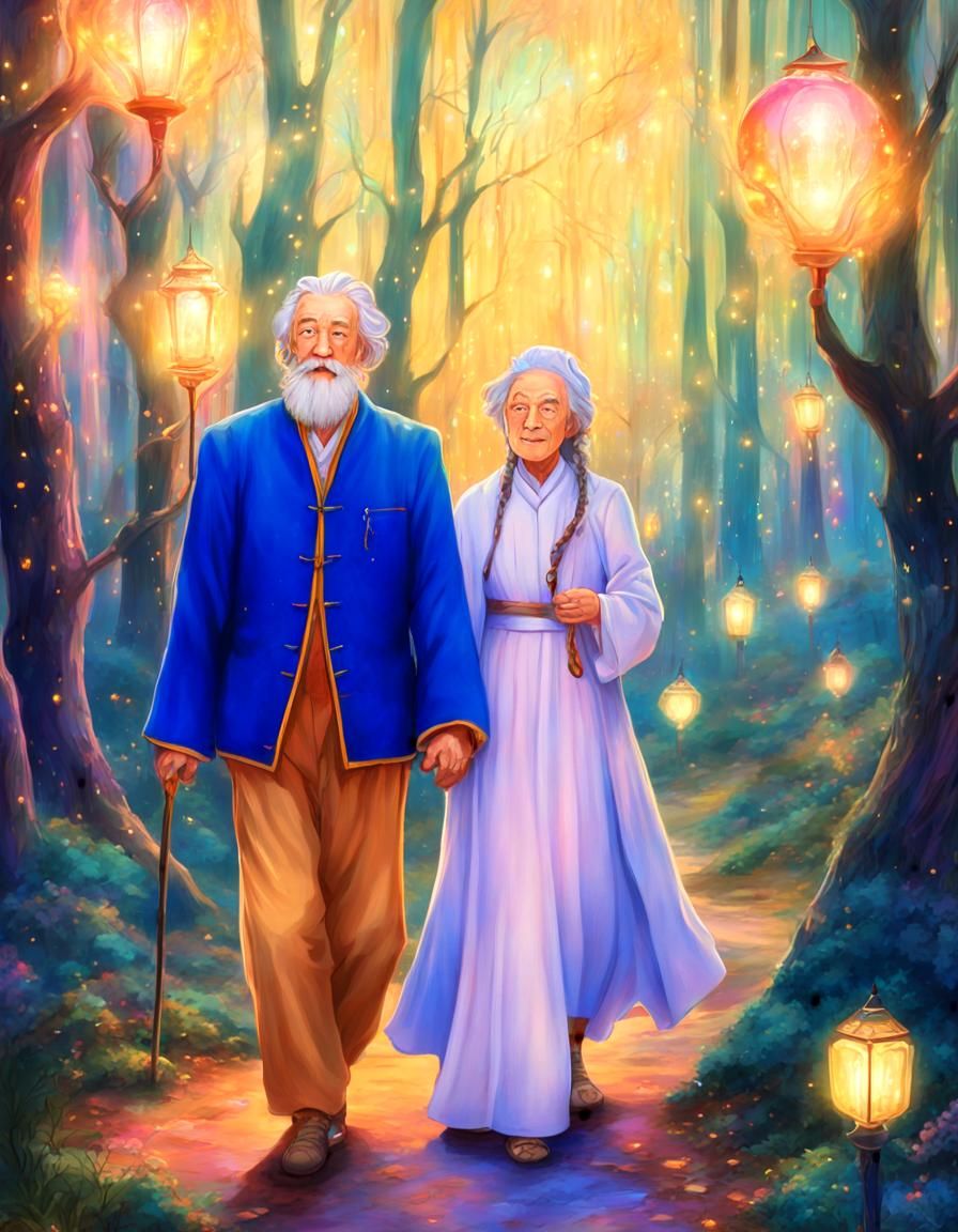 Magical Forest: Whimsical Manga Art of Wizard Couple