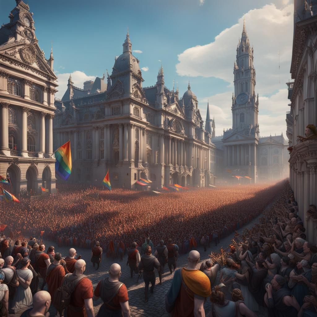 Pride March at Buckingham Palace: Matte Painting