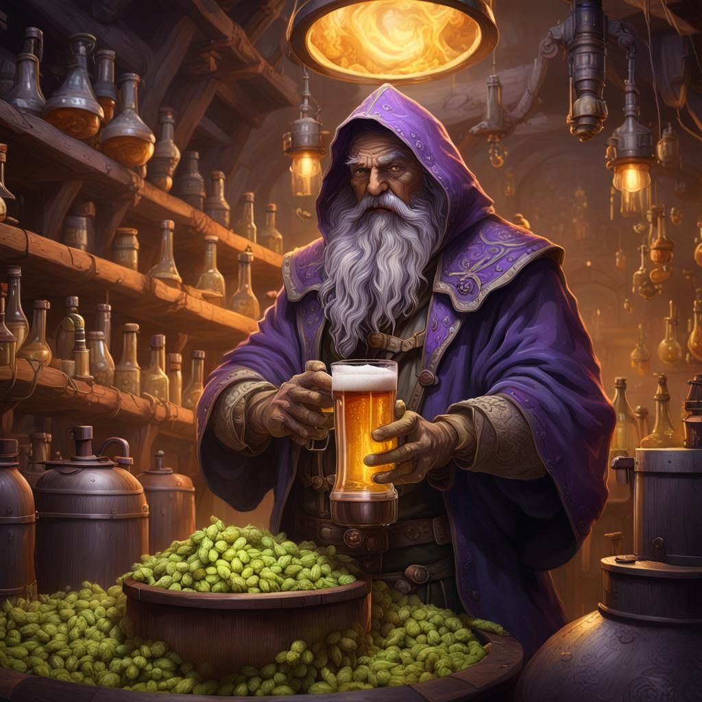 Alchemist Brews Beer: Dark Fantasy Concept Art