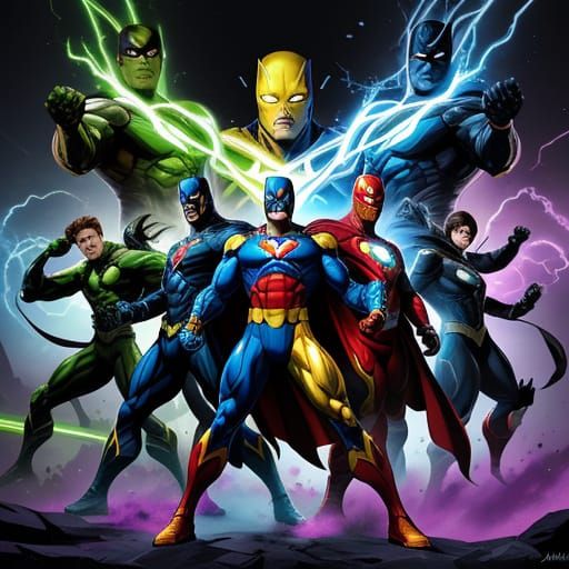 Epic Superhero Team Concept Art