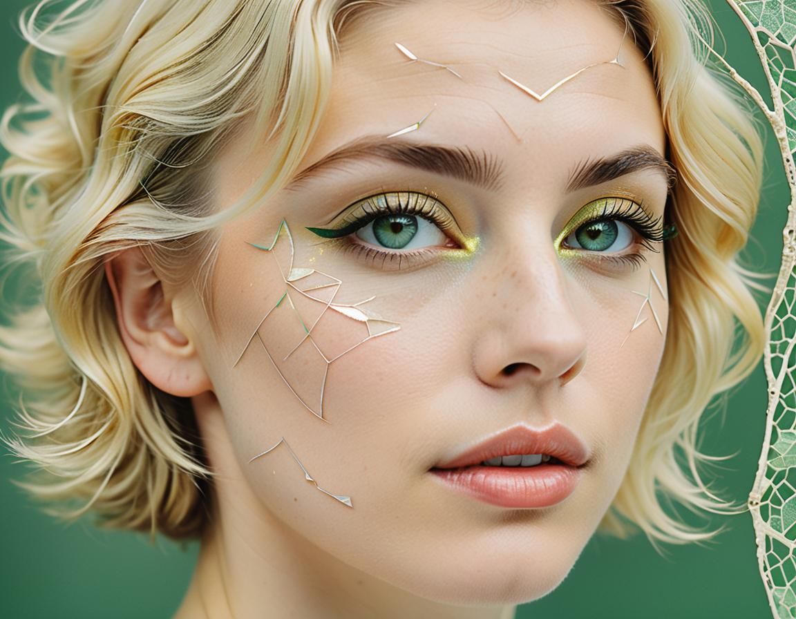 Ethereal Librarian Goddess in Kintsugi Style