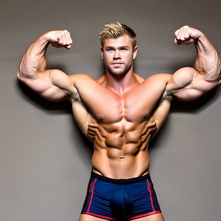 Teen Bodybuilder Flexing Massive Muscles