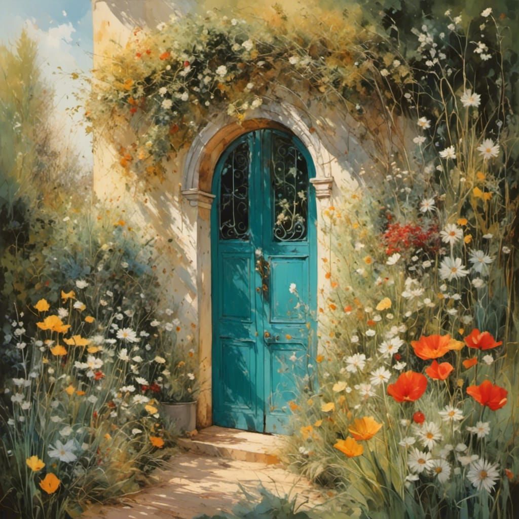 Secret Garden Door in Surrealist Style