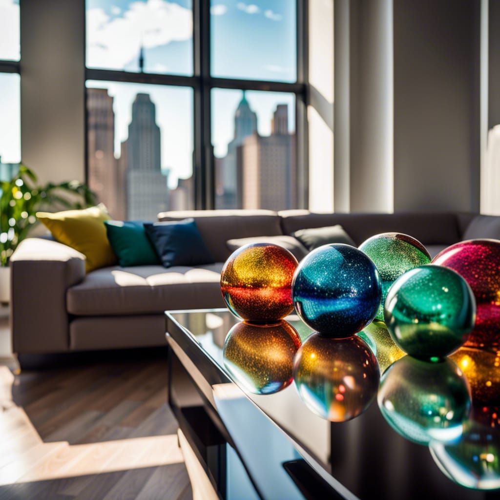 Luxury Penthouse Living Room with Glass Sphere Decor