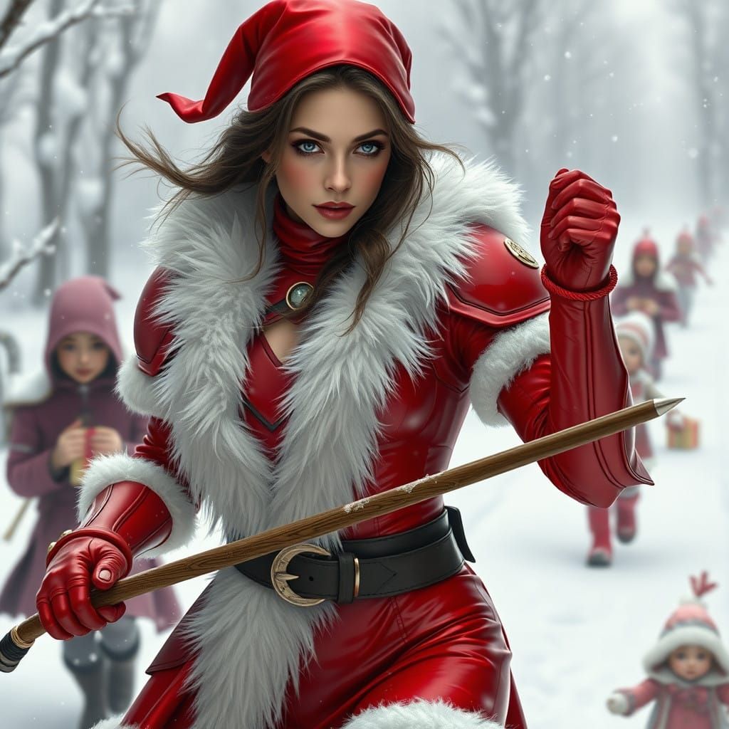 Sultry Mistress in Hyperrealistic Winter Wonderland