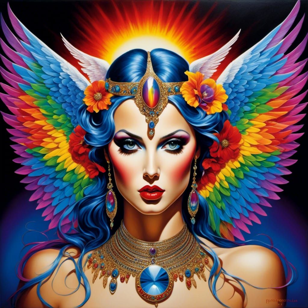 Radiant Rainbow Angel in Ethereal Style