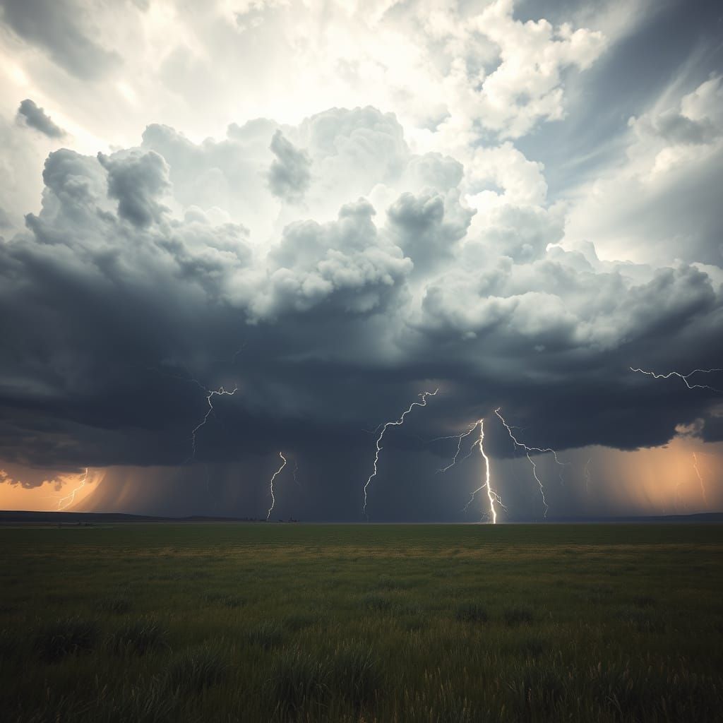 Dramatic Storm over Open Plain in Cinematic Style