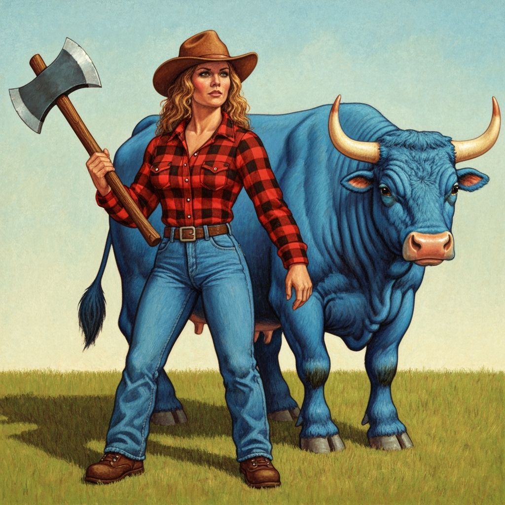 Paula Bunyan and Babe in Regionalist Style