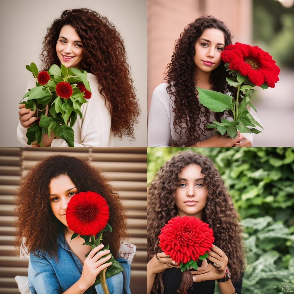 Woman with Red Dahlia: Professional Photography