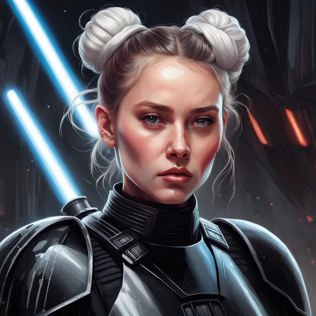 Woman in Death Trooper Armor, Hyperdetailed Portrait