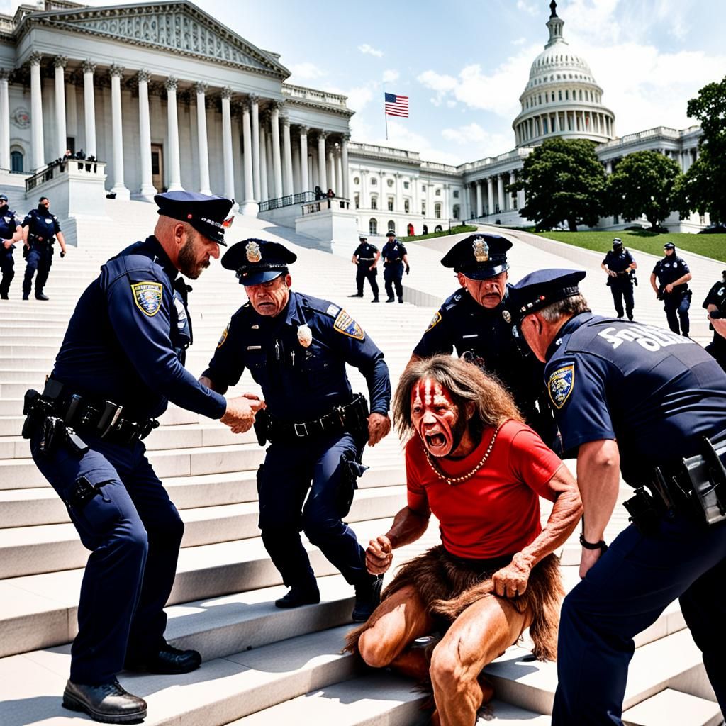 Gazpacho Police Arrest Neanderthal Woman at Capitol