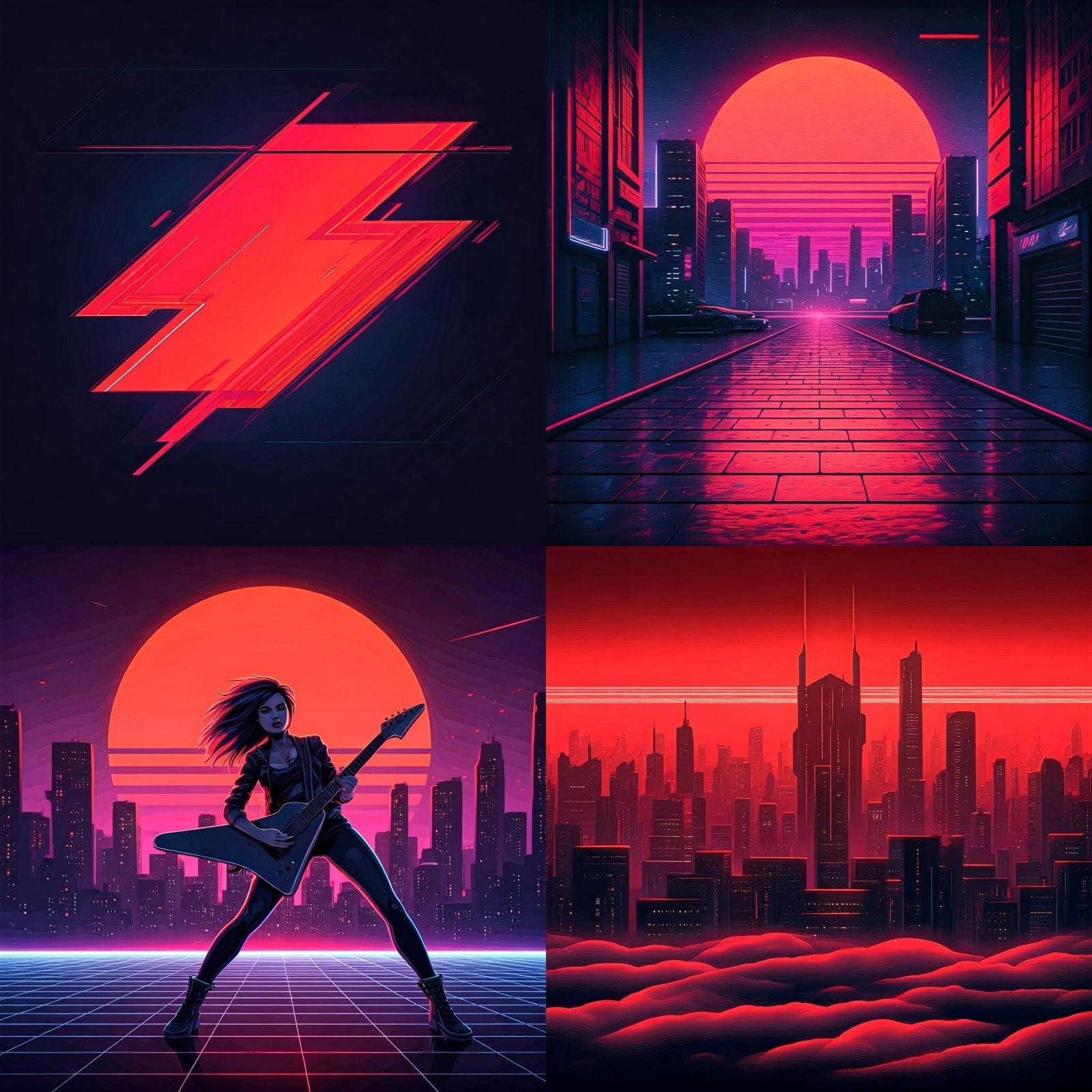 Retro Rock Band Album Cover in Synthwave Style