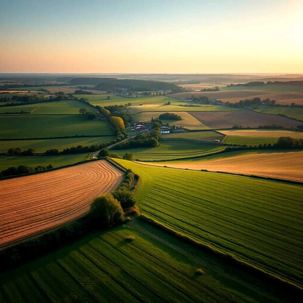 Drone View of Cotswolds Countryside Near Chipping Norton