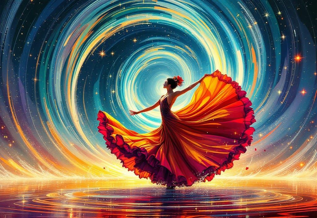 Flamenco Dancer in Swirl: Pop Art Screen Print