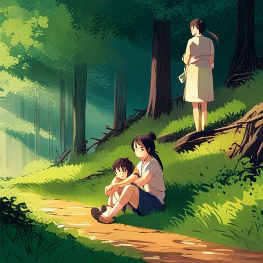 Mother and Daughter in Anime Style