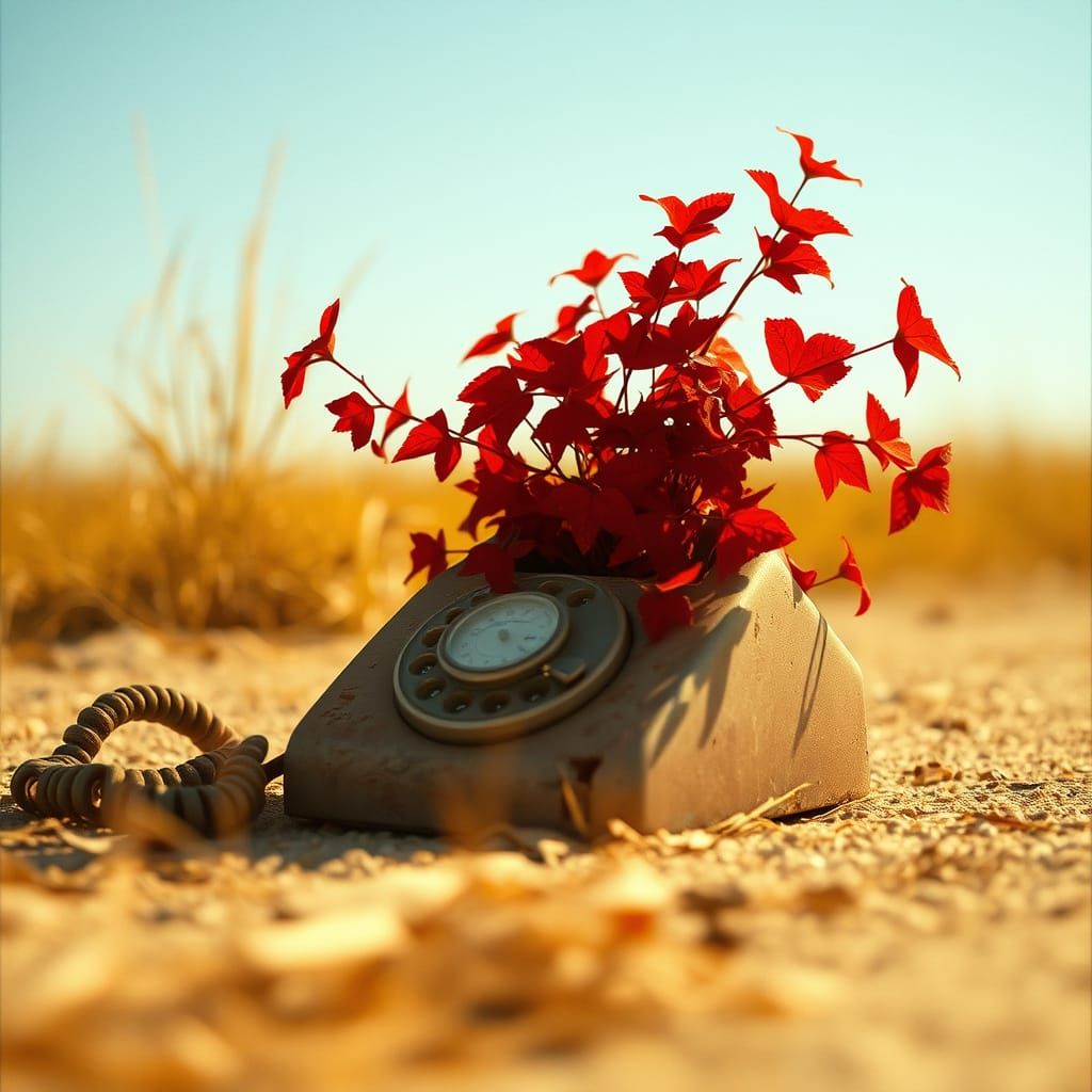 Ivy Vines Sprout from Broken Rotary Phone