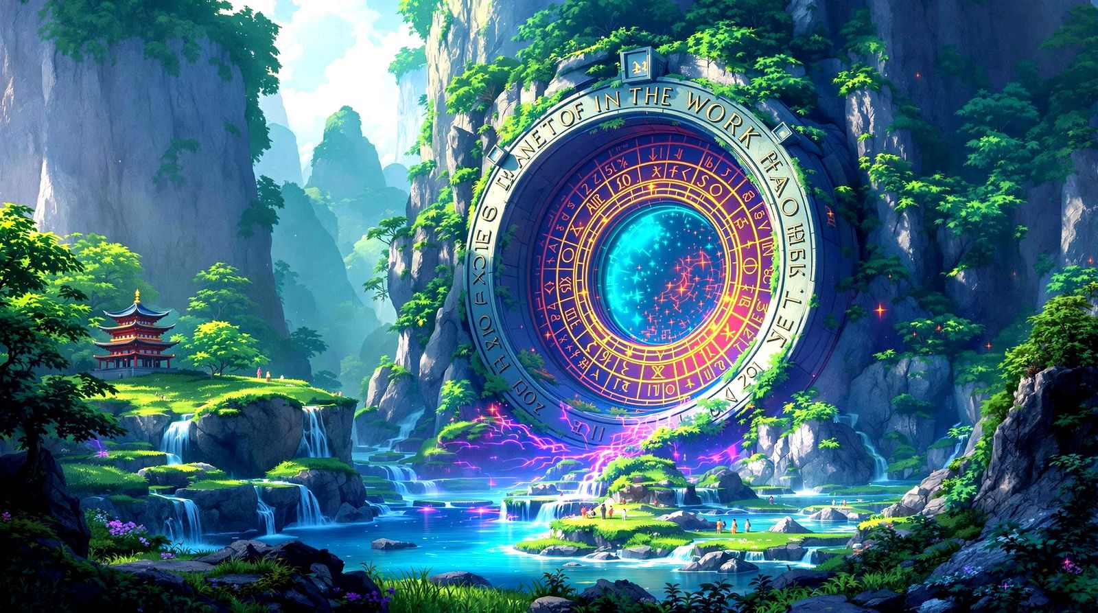 Mystical Rock Portal to Fantasy Landscape, Moebius Style