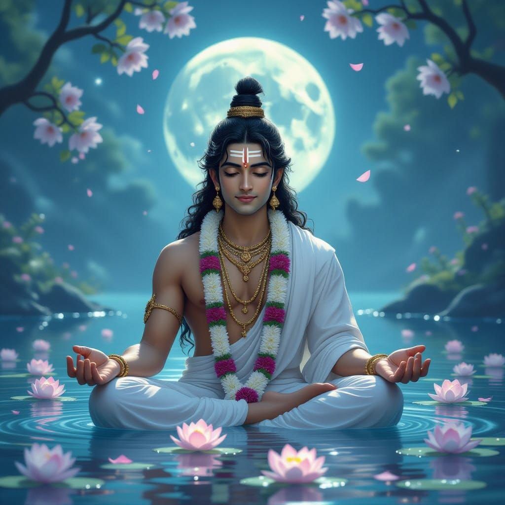 Serene South Indian Prince Under Ethereal Moonlight