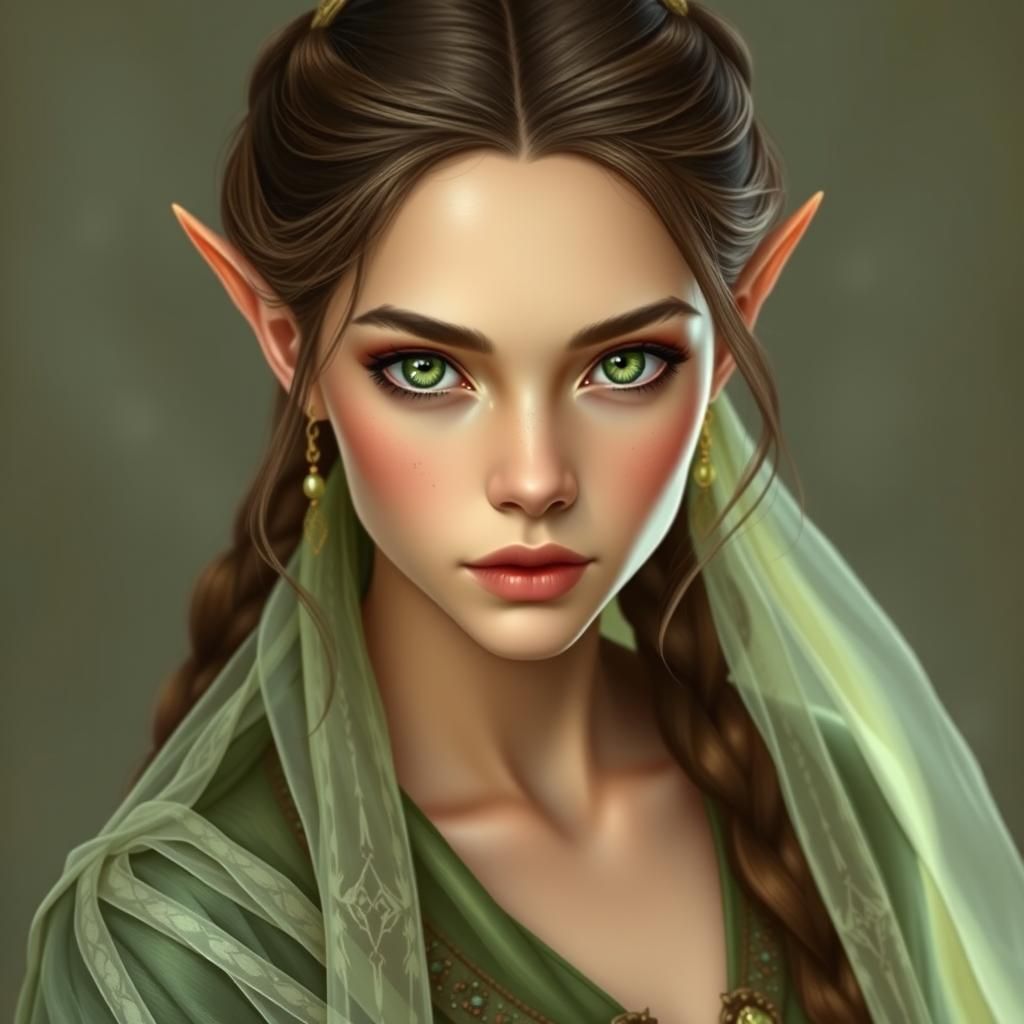 Elegant Elven Maiden Portrait in Ethereal Style
