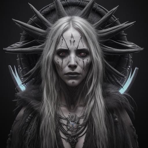 Shamanistic Witch Doctor in Retrowave Style