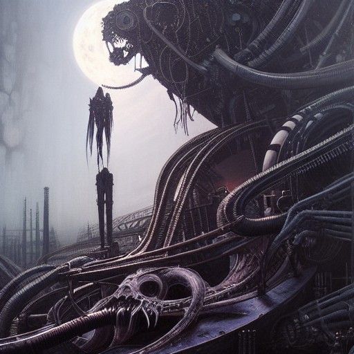 Steampunk Necropolis Under Eerie Dawn, Hyperdetailed Paintin...