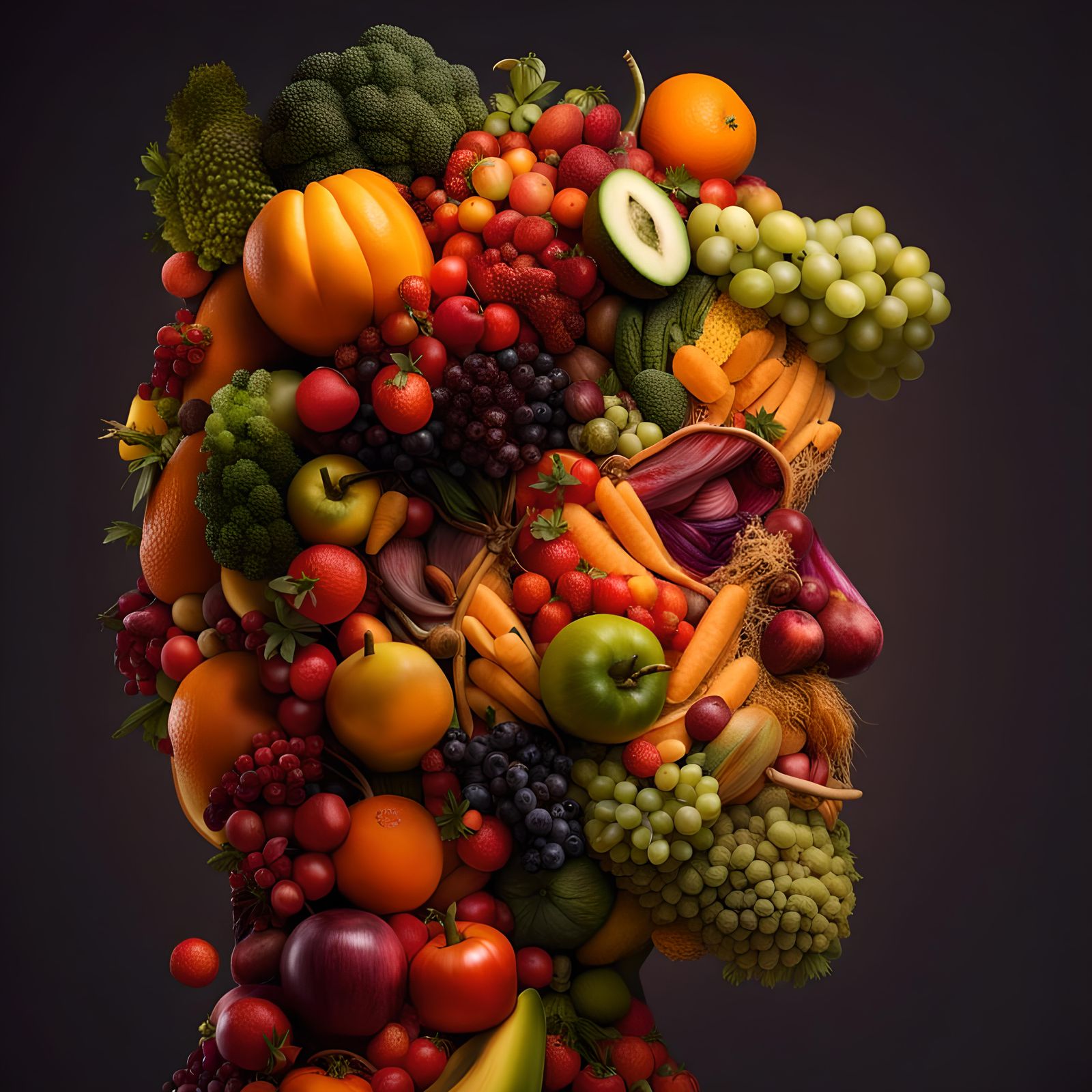 Hyperrealistic Fruit and Vegetable Landscape as Splash Art