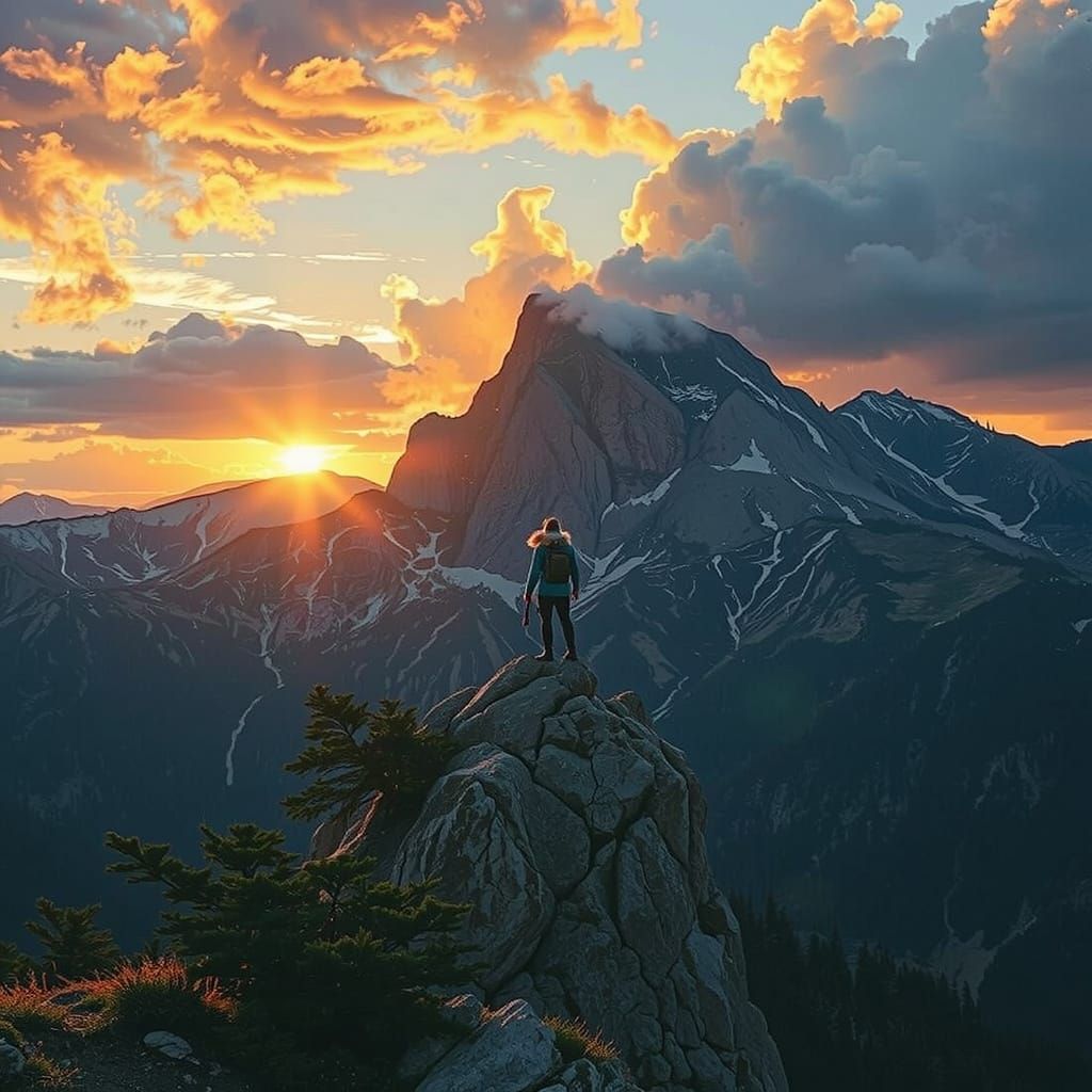 Sensual Masterpiece of a Figure Amidst Dramatic Rocky Landsc...