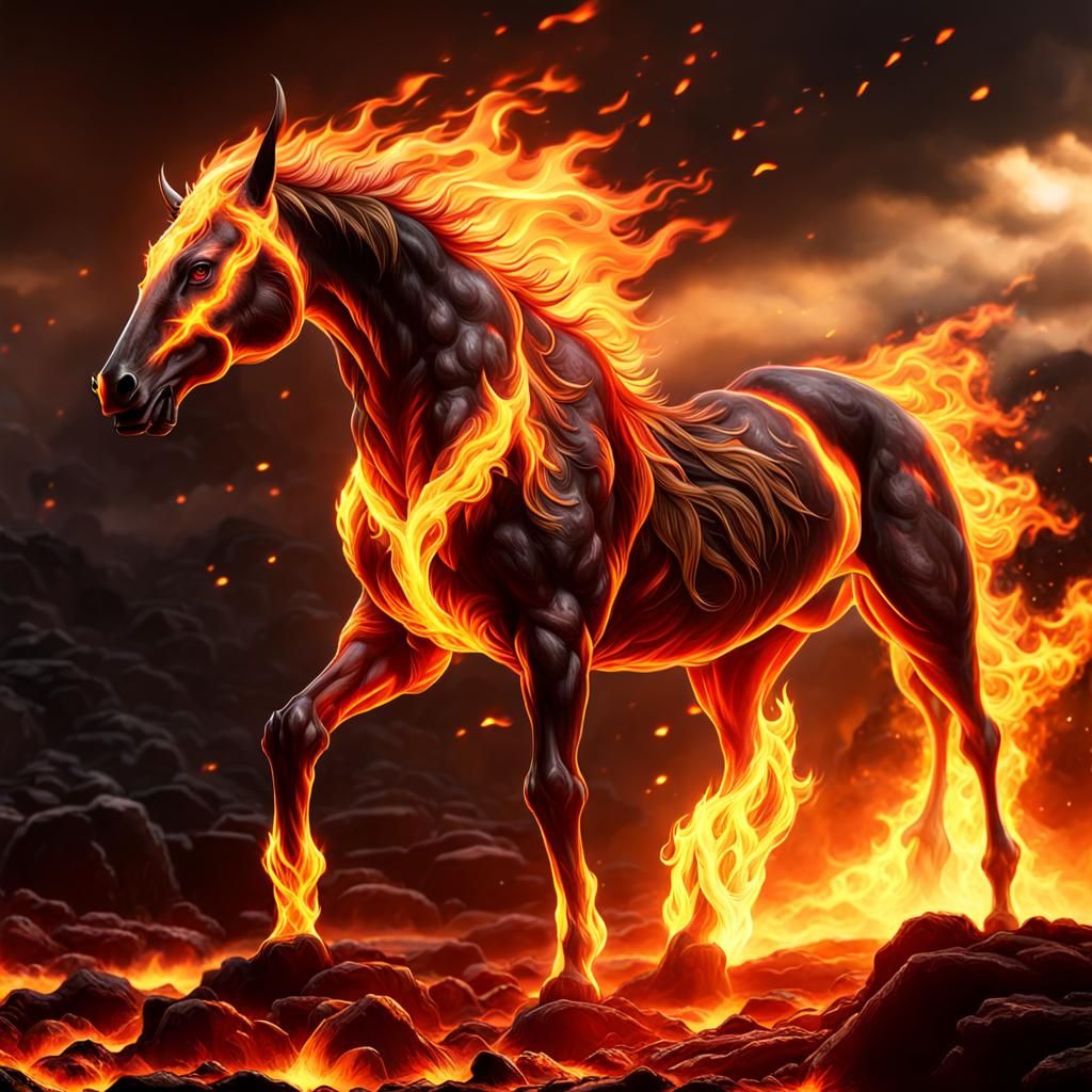 Flaming Hellhorse of Fire and Lava