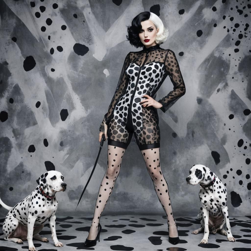 Pop Art Portrait of Cruella De Vil in Graphic Novel Style