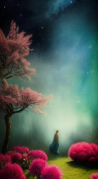 Botanical Garden with Butterflies in Watercolor Style