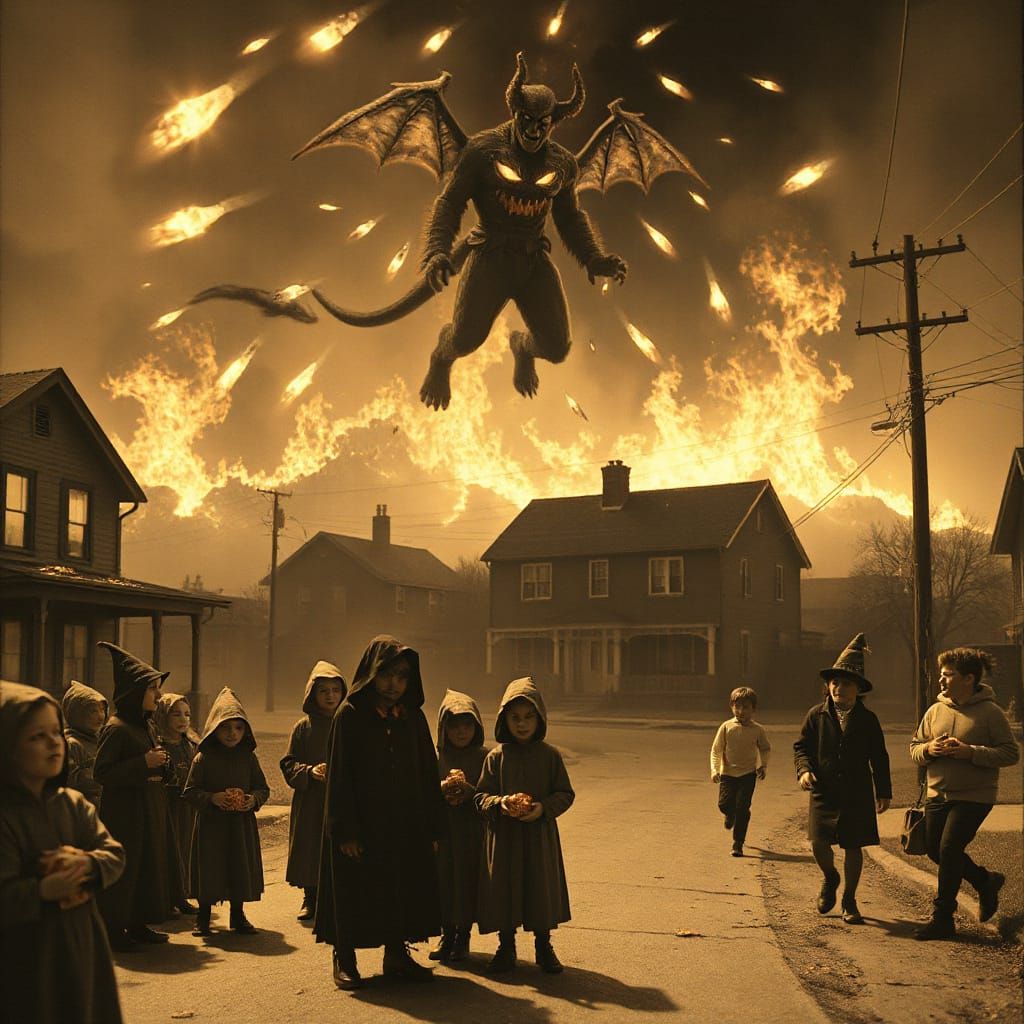 1930s Cartoon Nightmare: Cultists and Fiery Devil