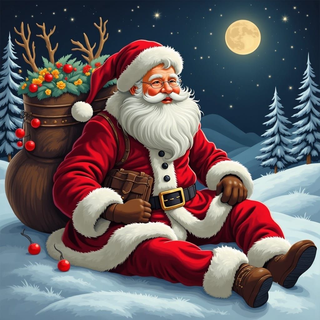 Santa Claus in Snowy Palekh Landscape