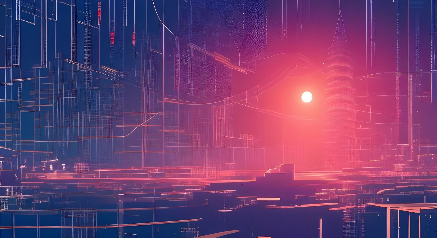 Cyberpunk Tower of Electronic Components in 90s Anime Style