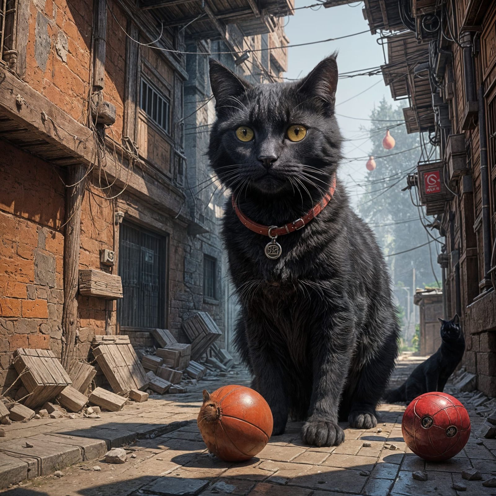 Curious Cat Plays with Vibrant Yarn in Modern Home