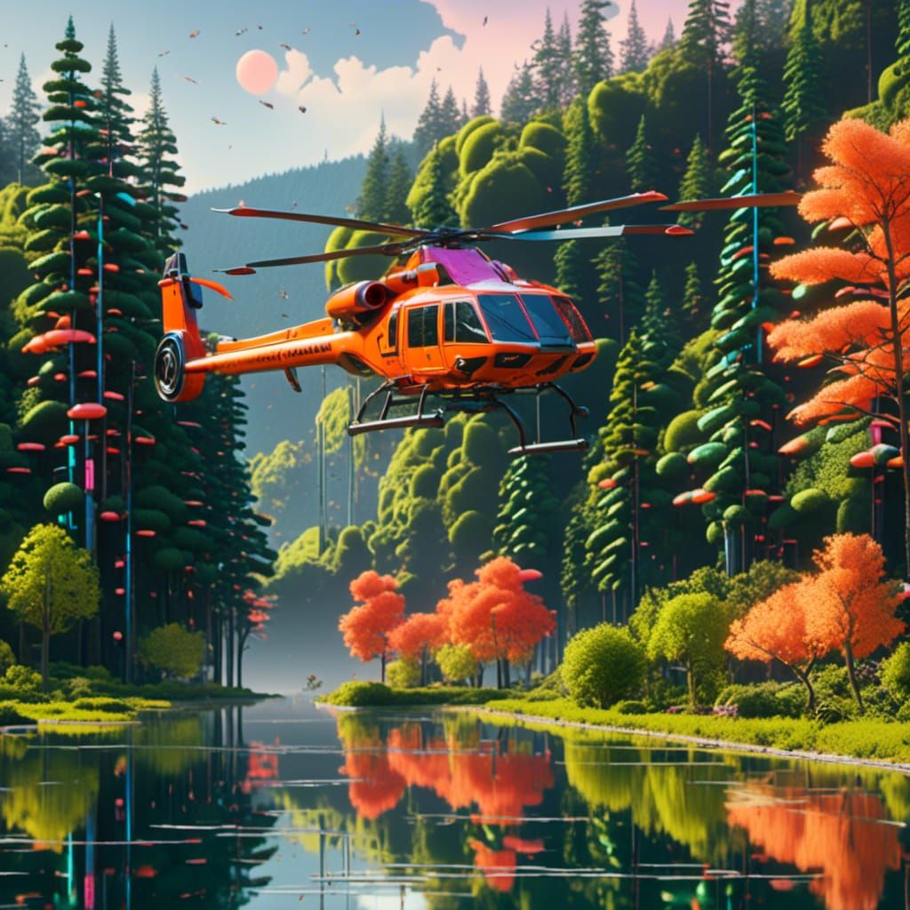 Cyberpunk Helicopter in Blade Runner Style