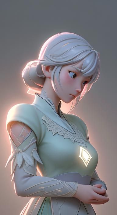 Ethereal Anime Portrait with Gentle Glow, Digital Art