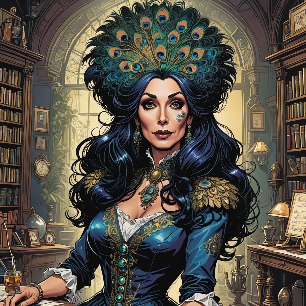Cher as Mrs. Peacock: Comic Book Art
