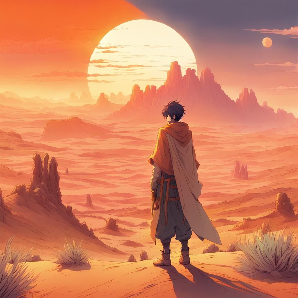 Nicholas Castaneda in Mystical Desert, Anime Style