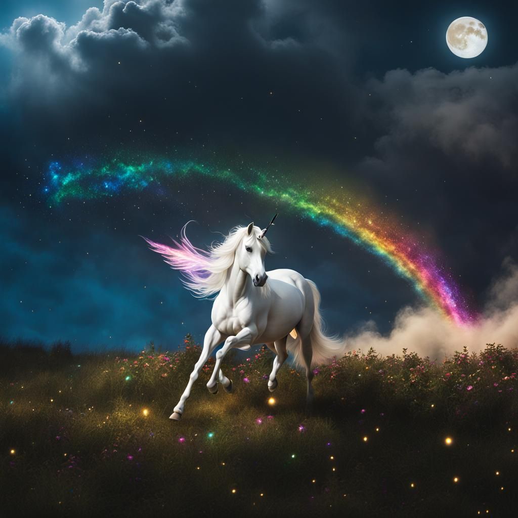 Colorful Glitter Unicorn with Wings in 3D
