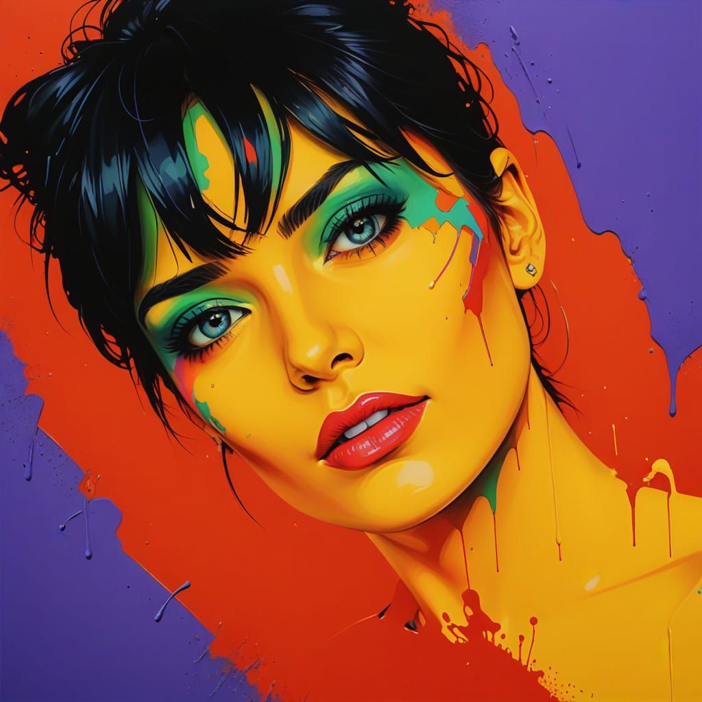 Vibrant Graffiti Portrait with Kaleidoscopic Effect
