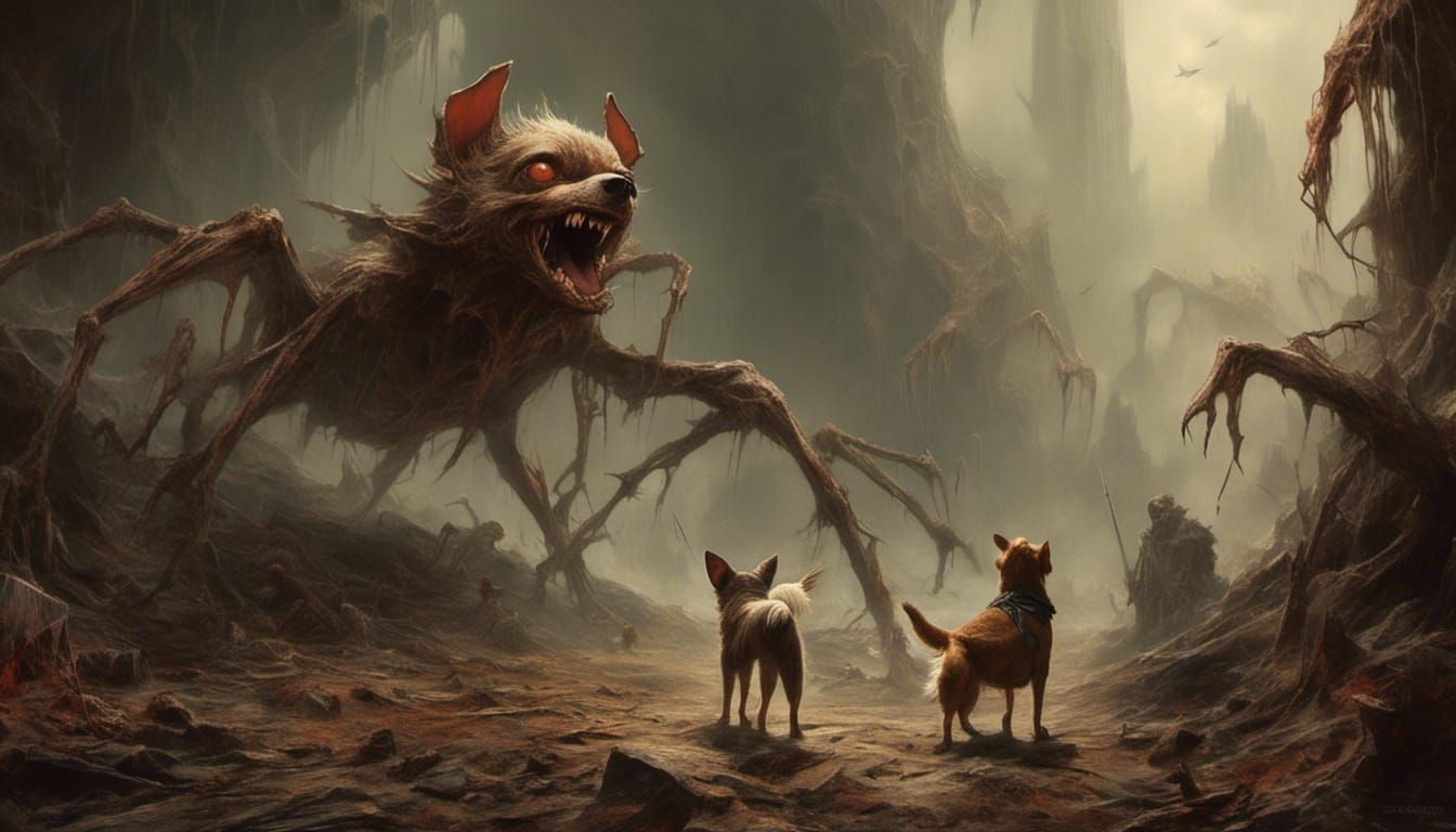 Eight-Legged Chihuahua Confronts Hobbits in Cirith Ungol